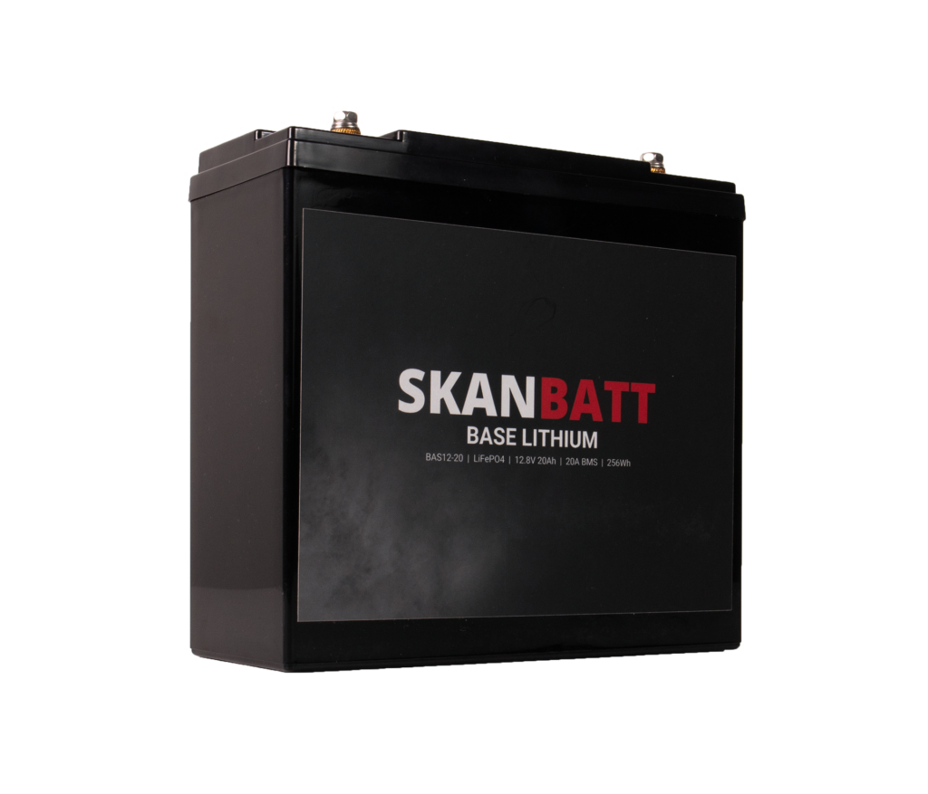 SKANBATT Base Lithium - 12V 20Ah 20A BMS - 180x75x165mm - 3 Års garanti