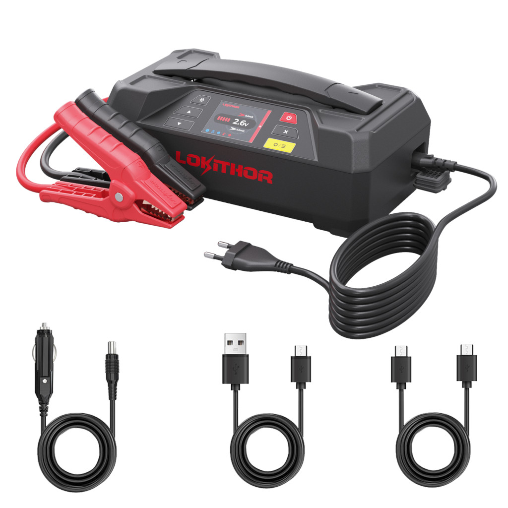 LOKITHOR Lithium Startbooster 6/12V 4250A, 6A lader og 12V batteritester
