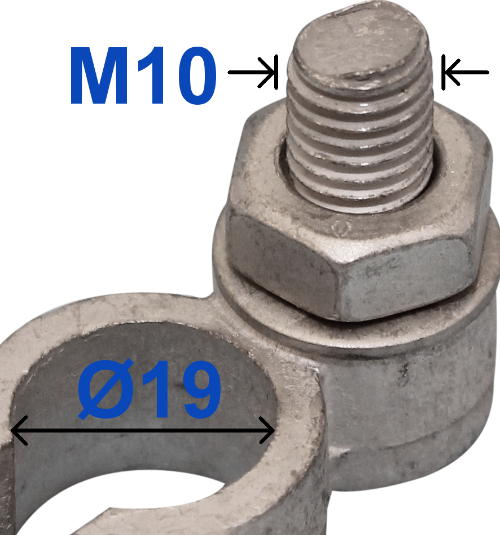 Polsko 25-70mm^2 positiv Ø19 m/bolt og skive 10mm