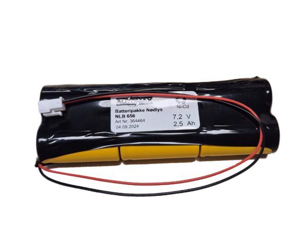 7,2v – 2,5Ah – Ni-Cd -- 2xstav med ledning og plugg
