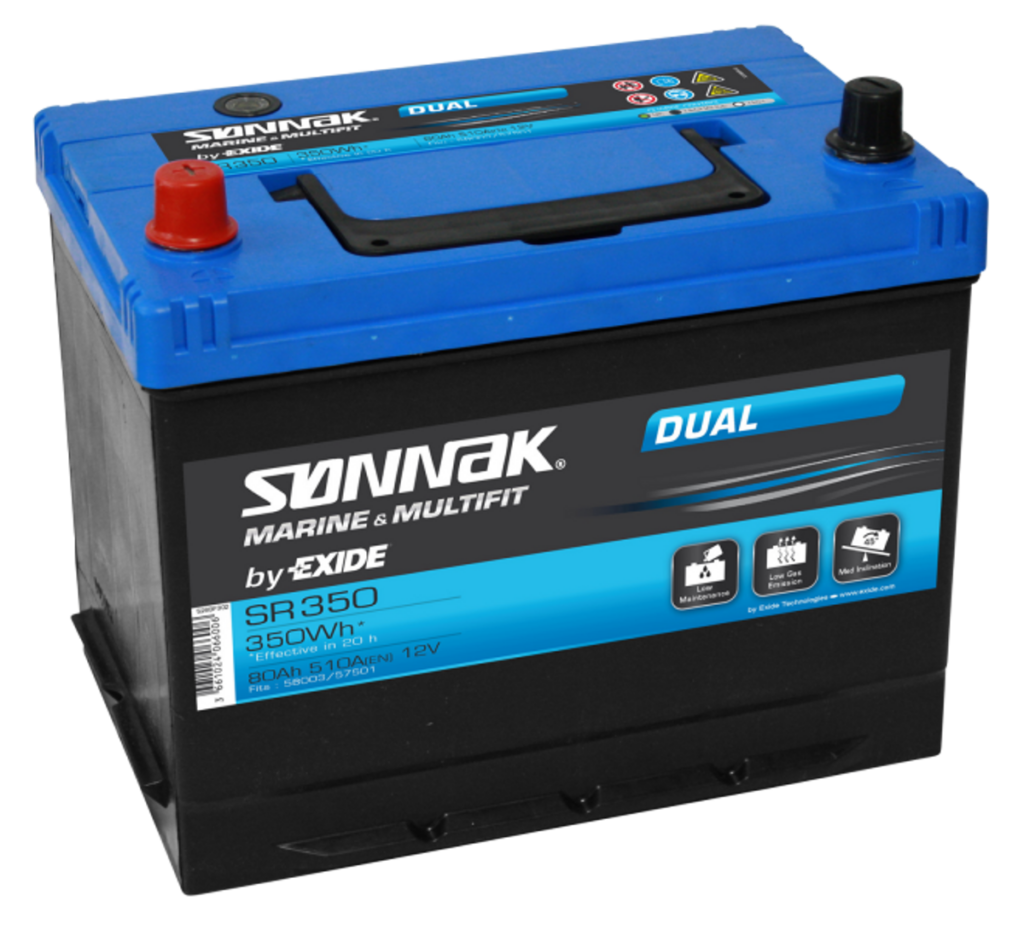 Start-forbruk Sønnak DUAL 12V 80AH-510A+V (D26) 270 x 173 x 222mm 18,4 kg